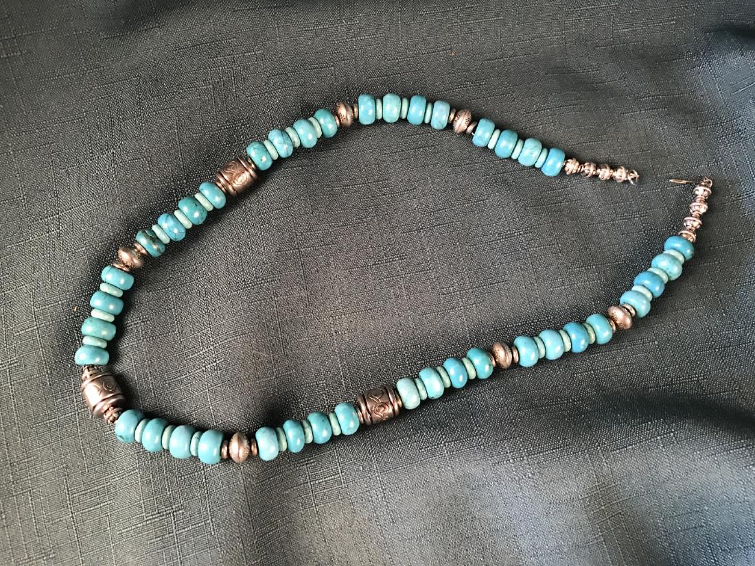 Turquoise and Sterling  Large Beaded Necklace, (1 of 3)
