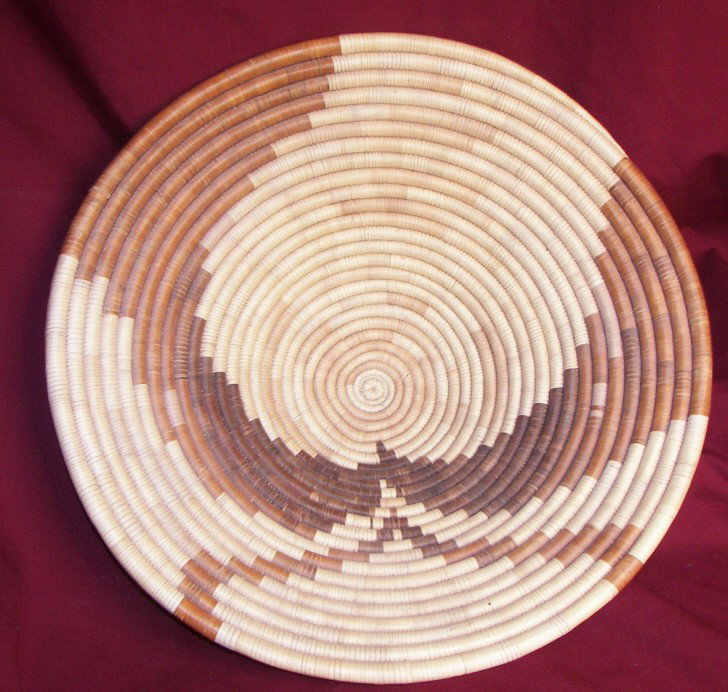 Large Pima Basketry Bowl: Large Pima Basketry Bowl, Polychrome Designs, 17" Diameter x 6" Tall, Estimate: $125- $175