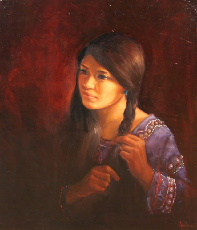 Glenna Goodacre Portrait: Glenna Goodacre, Oil on Canvas, "Portrait of Ana", 24" x 20", Signed Lower Right, Estimate: $1500- $2000