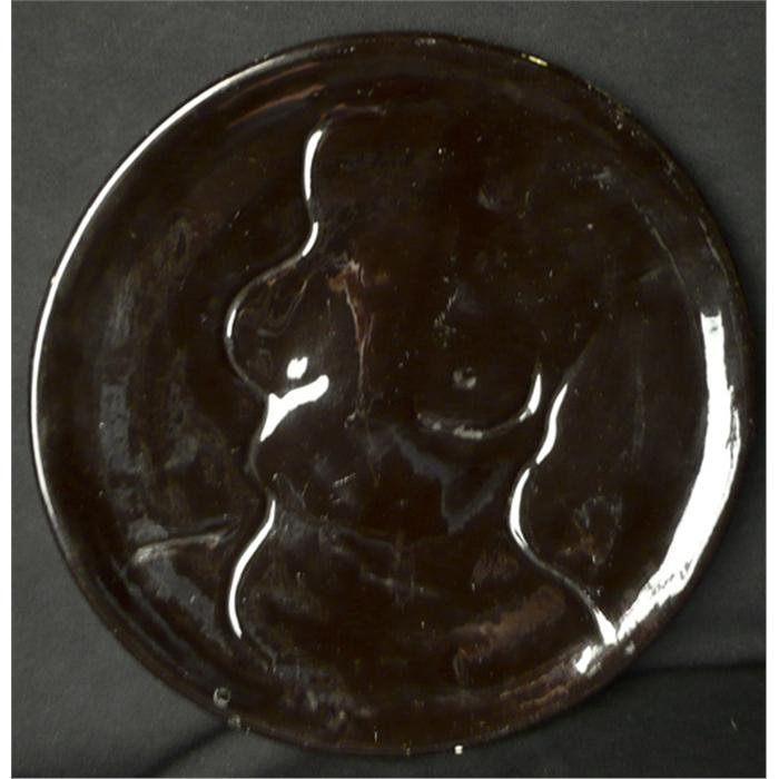 RC Gorman, Plate: (0541) RC Gorman, Ceramic Plate, Female Nude 3, 9"Diameter, Signed Verso 1980