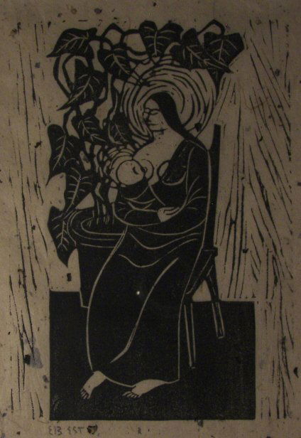 Edgar Britton, Woodcut: , Edgar Britton, , Woodcut , Madonna , 8" x 5" , Signed Lower Left , Estate Signed , (7731)