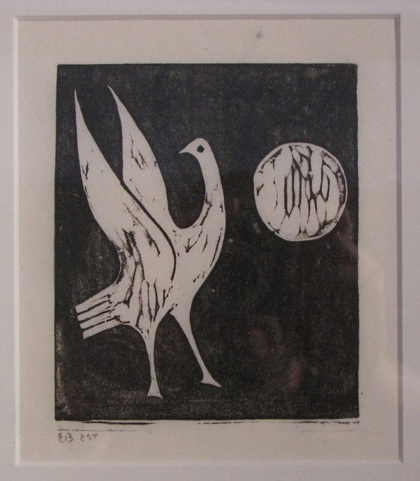 Edgar Britton, Woodcut: , Edgar Britton, , Woodcut , Bird , 7" x 6" , Estate Signed , (7825)