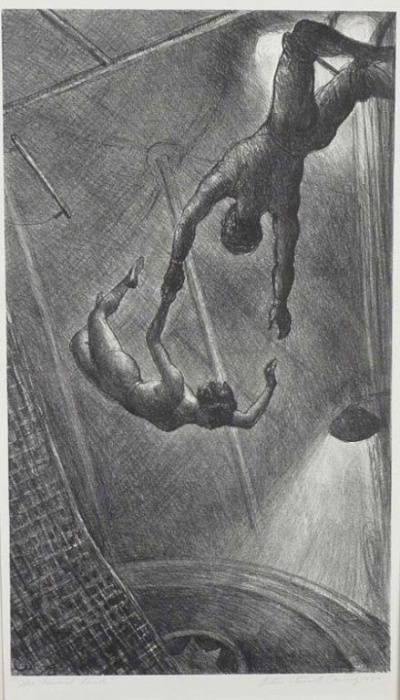 John Steuart Curry, Lithograph The Missed Leap: , (8127-4-6) John Steuart Curry (1897-1946), Lithograph, " The Missed Leap", Image 17" X 9 3/4", Sheet 20 1/2" X 1 1/2", Signed Lower Right, 1934