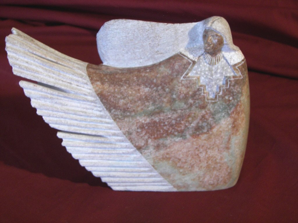 A. E. Begay Alabaster: , A. E. Begay , Alabaster , Fetish Carving , 7" Wide x 4" Tall , Signed Back , (7523)