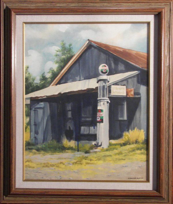 Edward Hopper ? Watercolor on Paper laid on board: , Edward Hopper ? , Watercolor on Paper laid on board , Gas Station , 20" x 16" , Signed Lower Right , (7744) Not Offering This As A Genuine Edward Hopper, Even Though Signed As Such