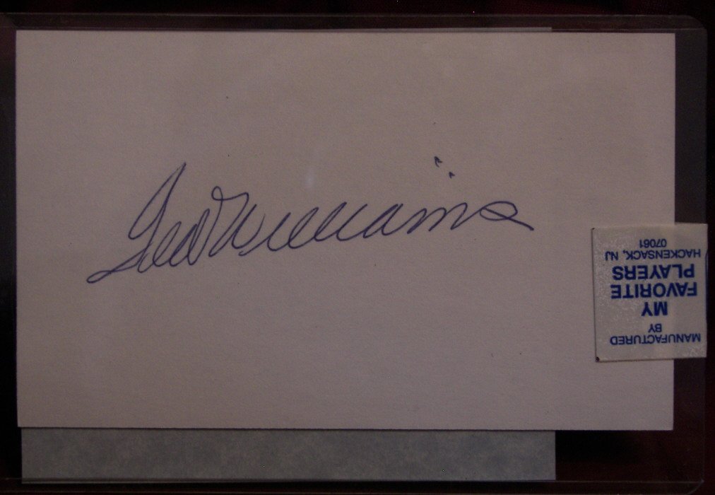 Ted Williams Signed Cut, Autograph,: (7845) Ted Williams Signed Cut, Autograph, Certified M O G, 3" X 5"