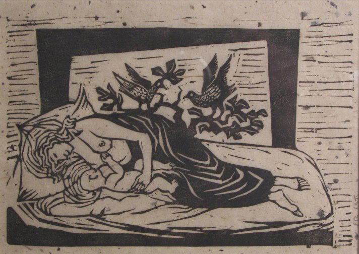 Edgar Britton (1901-1982), Woodblock,: Edgar Britton (1901-1982), Woodblock, (8022) Edgar Britton (1901-1982), Woodblock, Mother, 7-1/2" x 5-1/2" Sight, Estate Signed,