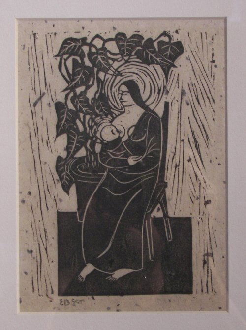 Edgar Britton, Woodcut: Edgar Britton, Woodcut , Edgar Britton, , Woodcut , Maddona , 8" x 5" , Estate Signed , (7818)