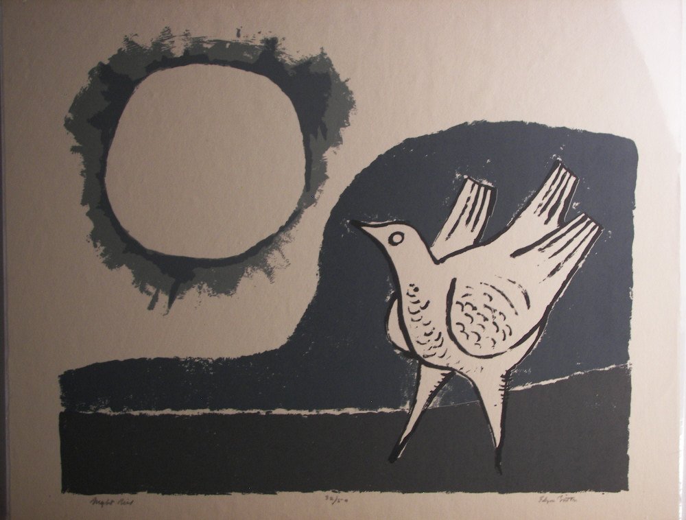 Edgar Britton (1901-1982), Serigraph: Edgar Britton (1901-1982), Edgar Britton (1901-1982),Serigraph, " Night Bird ", 22" x 26", Signed Lower Right, 32/50,