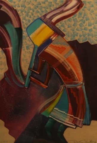 Abeyta, Tony ( American 1965-), Gouche: Tony Abeyta, Gouache, 38-1/2" x 26-3/4" sight, Signed lower right, 1989, Graphics Workshop Sante Fe paper imprint, -534033-