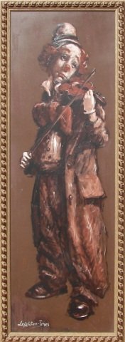 Barry Leighton-Jones, Large painting,: Barry Leighton-Jones, Oil on canvas, Clown, 48" x 16", Signed lower left,