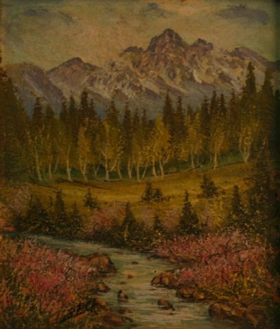 Carl Beck (Denver), Oil on Board: Carl Beck (Denver), oil on board, spring river and meadow and a forest, 6-1/2" x 6", signed lower left, 532007
