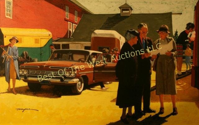 Robert Meyers, (1919-1970),Gouache,: Saturday Evening Post, original Illustration, "Country Fair", 17" x 27", signed lower left, -562422-D