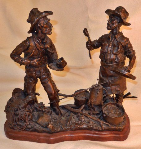 Gary Schildt (1938-), Bronze,: Man with Camp Cook, 16" x 6" x 14," Signature in casting, 29/36, 1976, -562245-