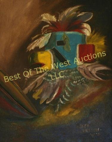 Jeff Nelson, Oil on Art Board,: "Kachina Figure", 20" x 16", signed lower right '73, -562115-B