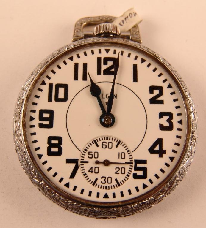 Vintage, Railroad Pocket Watch,: Elgin Natl. Watch Co. Runs, does not set time, movement marked B.W. Raymond, -572013- 21 Jewels Silver case, Case marked, Starwood Emperor Quality , Case condition Scuffing, All watches are untested a