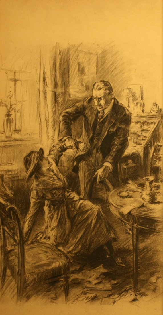 Frederick Coffay Yohn (1875-1933), Charcoal,: "Somewhere in New York", 25-1/4" x 13-1/4" sight, signed lower right, -562169-A
