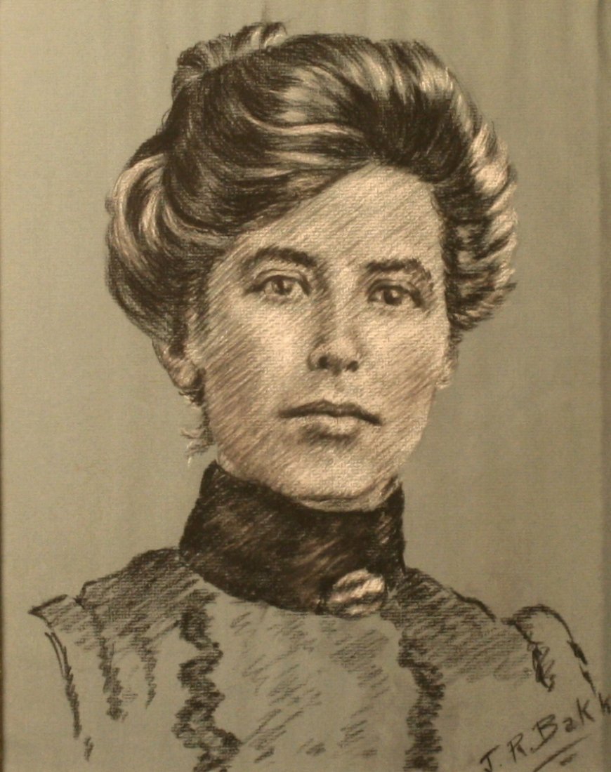 James R. Bakke, Pastel or Black & White Charcoal,: "Victorian Woman", 14" x 11", sight, signed lower right, -562086-D