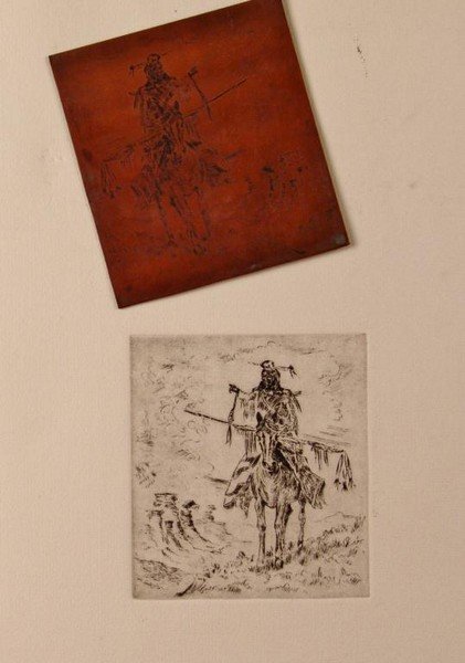 Unknown Artist, Etching and Metal Plate, (1 of 2)