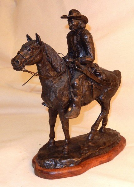 Alex La Fountain, Bronze,: cavalry rider, Custer, 14" x 5" x 14," signature in casting, 16/35, 1971, -562269-