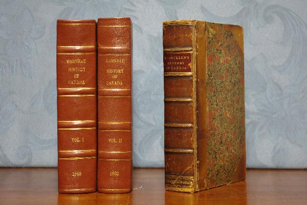 CANADIANA.: Lot of 2 titles in 3 vols.: GARNEAU, F.X. History of Canada… With Illustrative Notes by Andrew Bell. 2 vols. frontis. modern leather (some scoring to margins). Montreal: 1862; MCMULLEN, John. The Hi