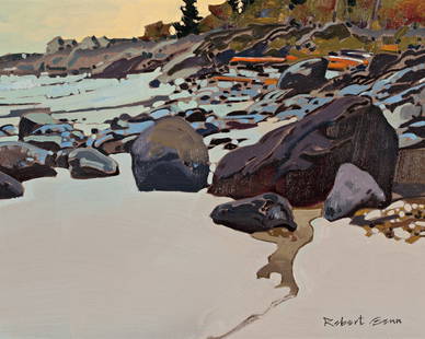 ROBERT GENN: CANADIAN, 1936-2014, Calvert Island, Oil on canvas, signed, 11 x 14 in, 28 x 35.5 cm.