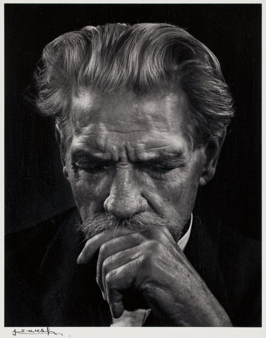 YOUSUF KARSH: CANADIAN, 1908-2002, Dr. Albert Schweitzer (1954). Vintage gelatin silver print, signed. 9.5 x 7.5 in, 24 x 19 cm.