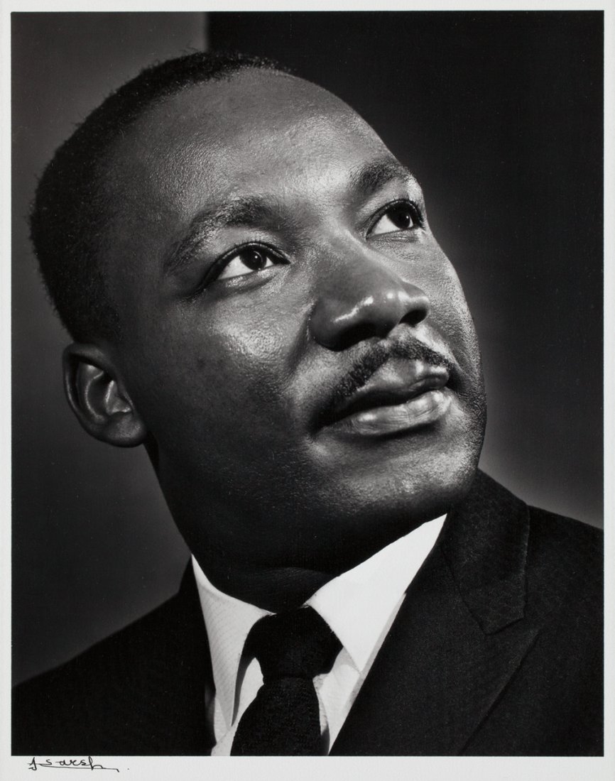 YOUSUF KARSH: CANADIAN, 1908-2002, Martin Luther King (1962). Vintage gelatin silver print, signed. 9.5 x 7.5 in, 24 x 19 cm.