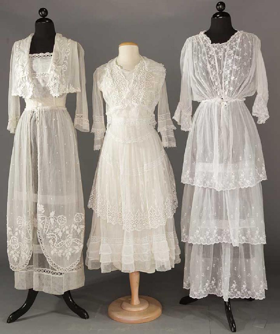THREE WHITE COTTON TEA GOWNS, c. 1915 (1 of 7)