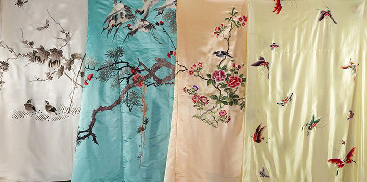 EMBROIDERED BEDSPREAD & YARDAGE, CHINA (1 of 6)