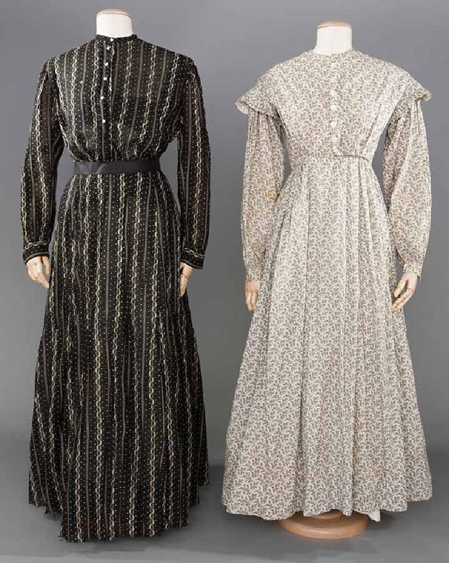 2 COTTON CALICO WORK DRESSES, 1860-1890 (1 of 10)