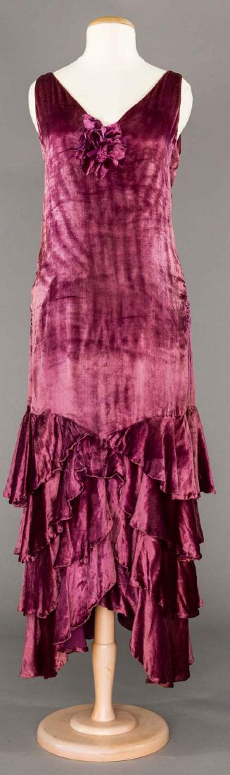 PLUM SILK VELVET EVENING DRESS, c. 1930 (1 of 7)