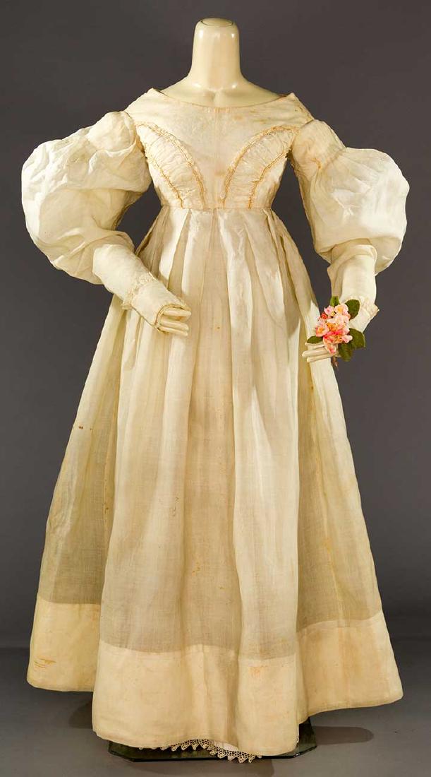 WHITE ORGANDY EMPIRE GOWN, LATE 1830s (1 of 10)