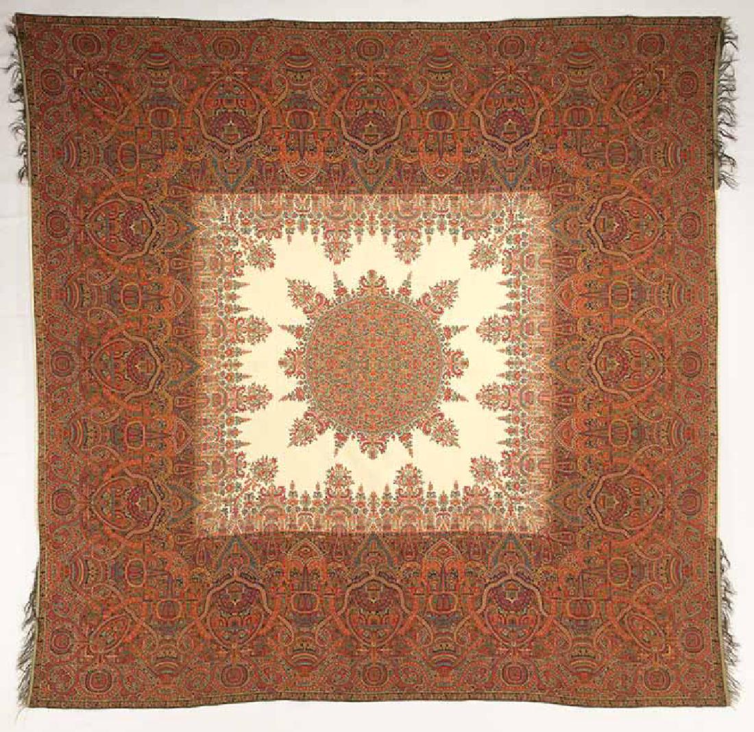 TWILL WOVEN PAISLEY SHAWL, FRANCE?, 19TH C (1 of 8)