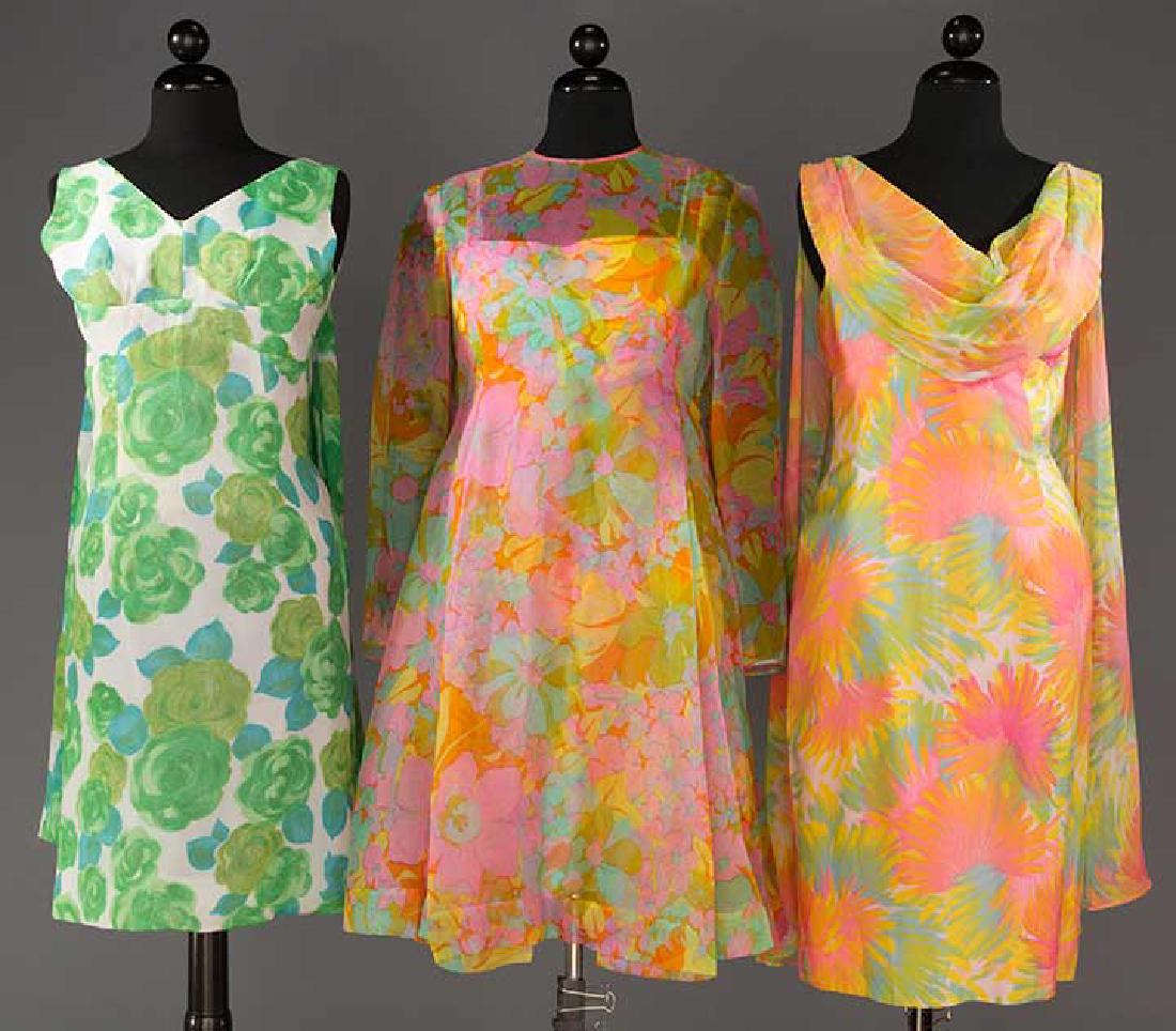 THREE SHERBET COLORED PARTY DRESSES, 1950s (1 of 10)