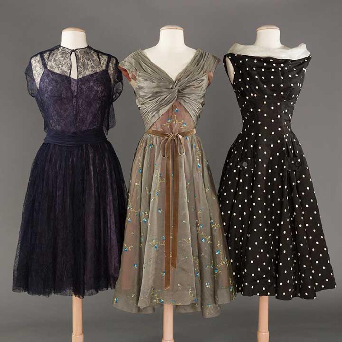 THREE SILK PARTY DRESSES, 1950s (1 of 10)
