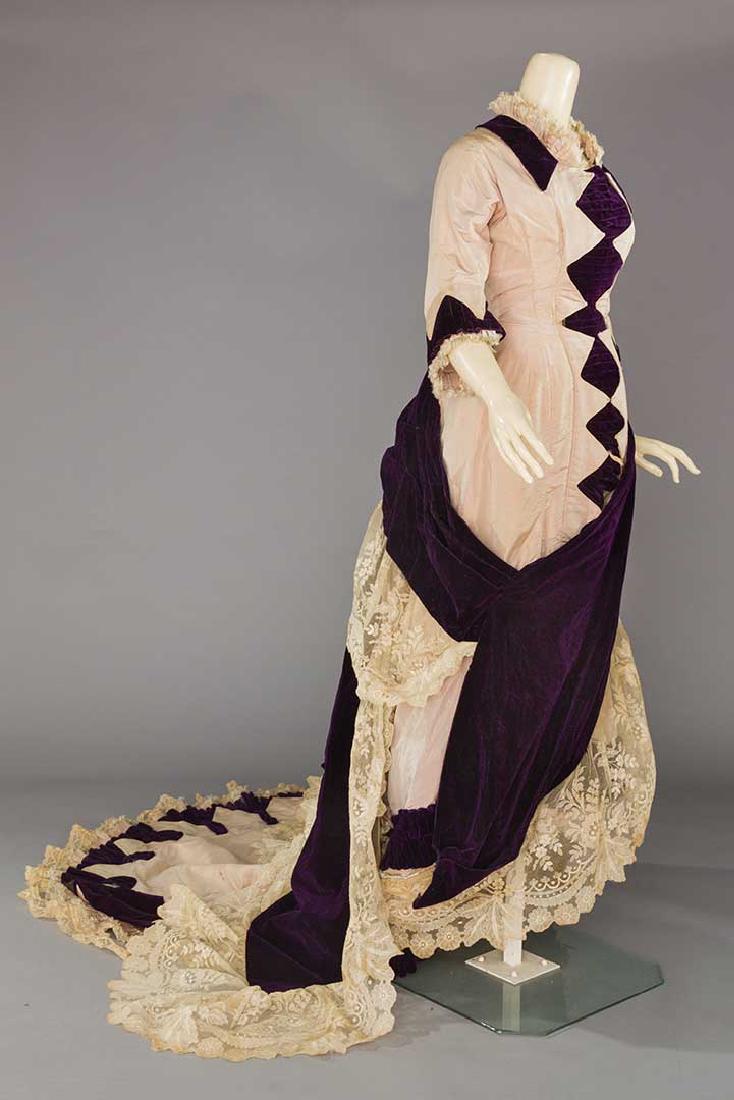 PURPLE VELVET & SILK RECEPTION GOWN, 1870s (1 of 10)