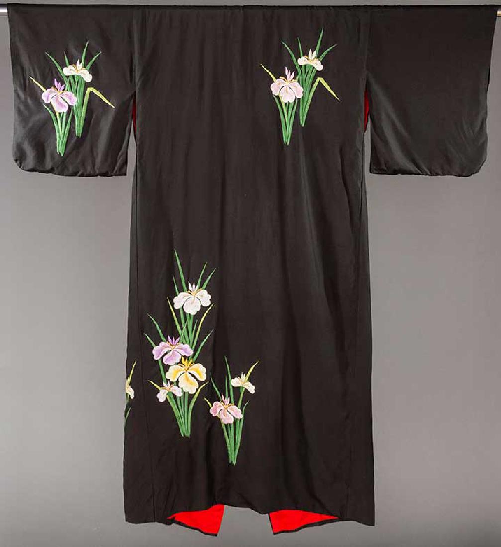 IRIS EMBROIDERED KIMONO, JAPAN, 1920-1930s (1 of 6)