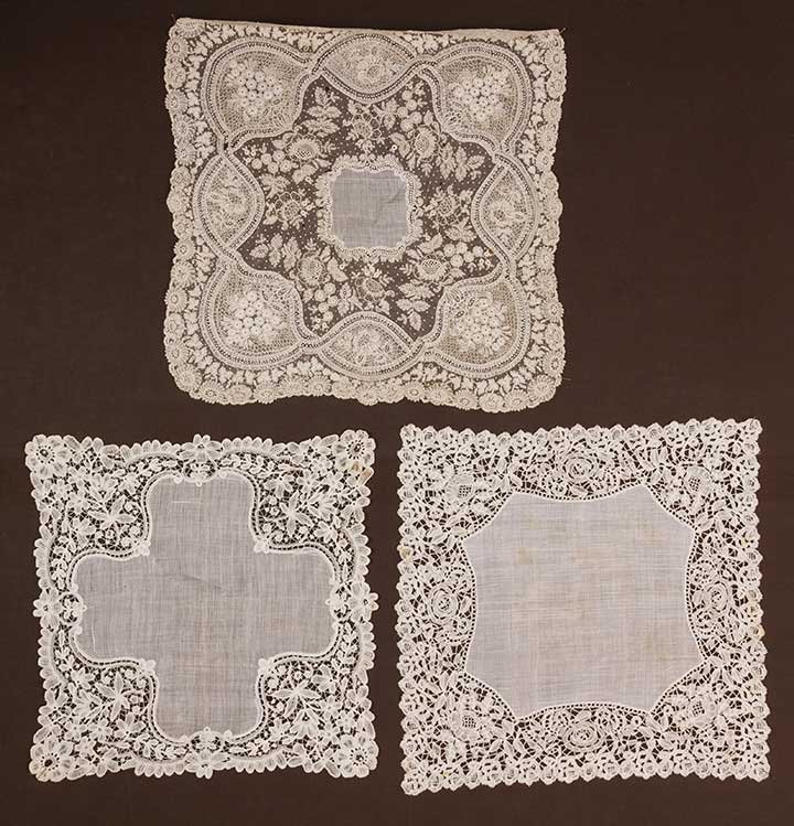 3 HANDMADE LACE WEDDING HANKIES, 19TH C (1 of 8)