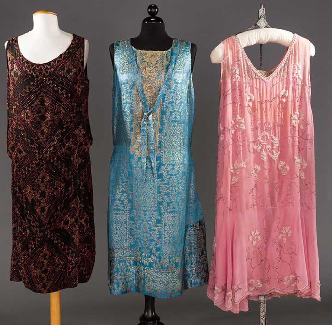 1 LAME & 2 BEADED FLAPPER DRESSES (1 of 8)