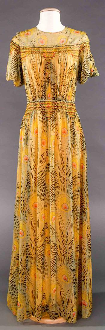LIBERTY PRINTED CHIFFON DRESS, LONDON, 1930s (1 of 9)