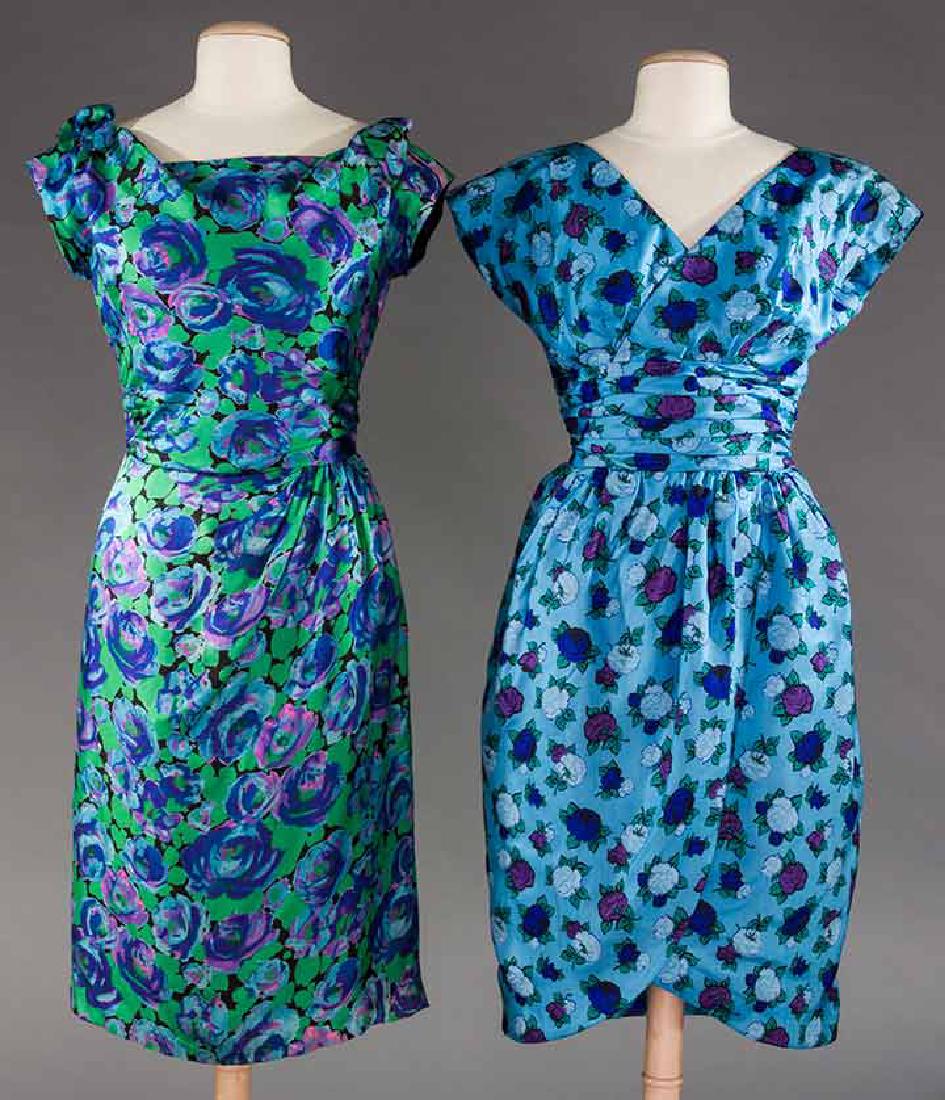 TWO PRINTED SILK SUMMER DRESSES, 1950-1960s (1 of 7)