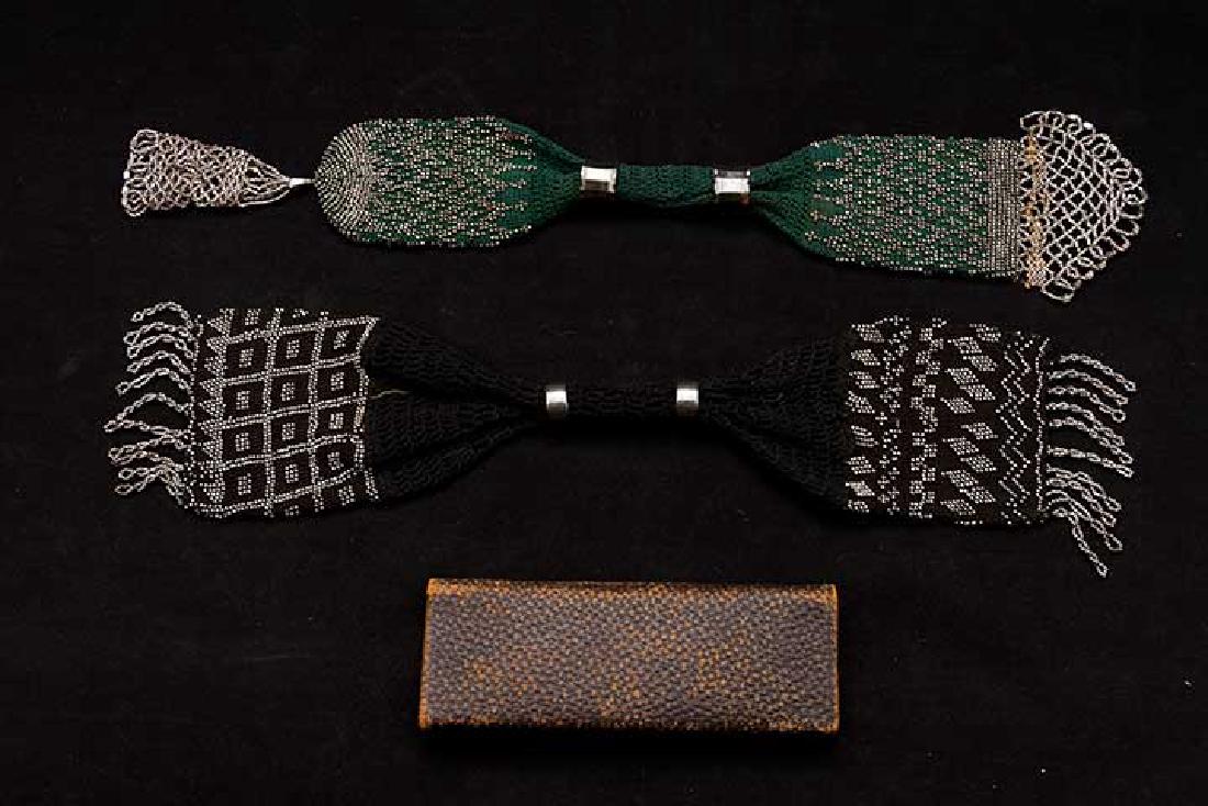 2 BEADED MISER'S PURSES & 1 WALLET, MID 19TH C (1 of 8)