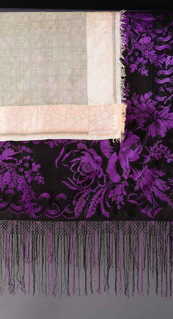 TWO SILK BROCADE SHAWLS, 1840 & 1850s (1 of 10)