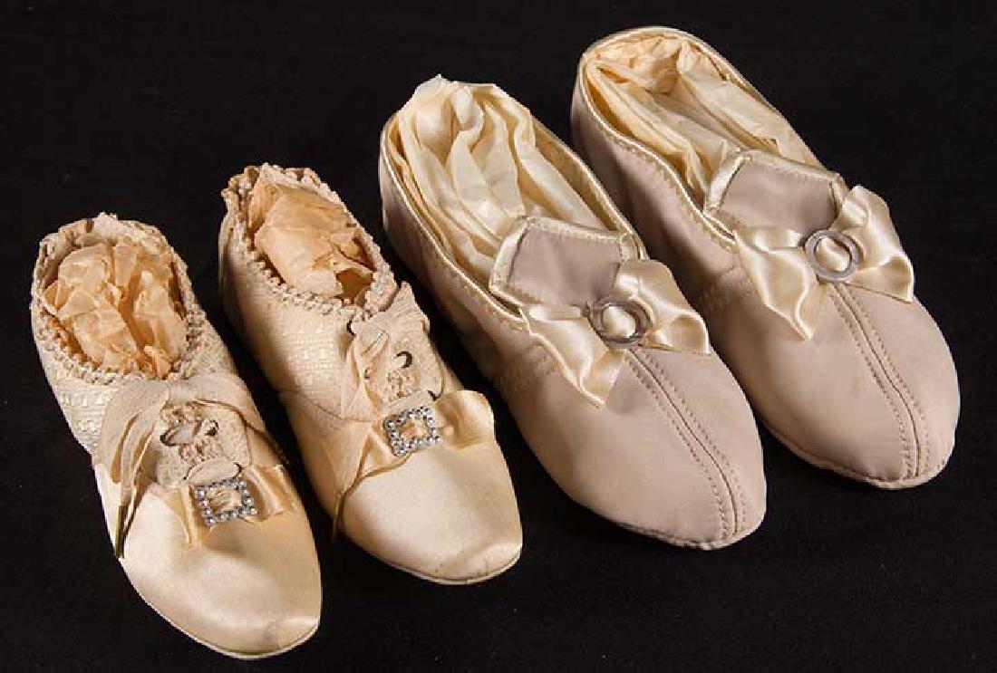 TWO PAIR OF LADIES' BURIAL SLIPPERS, 1900 & 1920 (1 of 10)