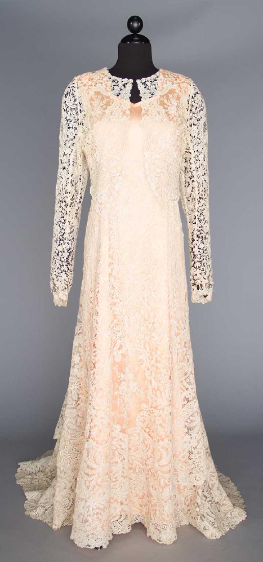 BRUSSELS MIXED LACE DRESS, EARLY 20TH C (1 of 5)