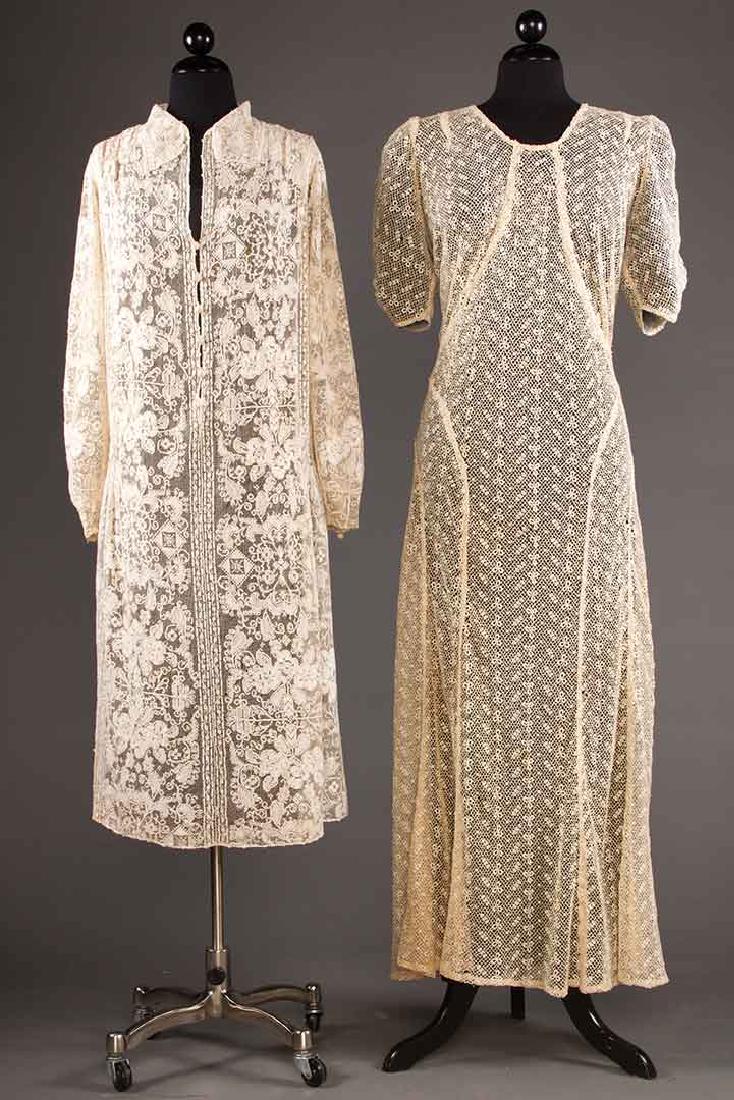 TWO WHITE LACE DRESSES, 1920s-1930s (1 of 10)