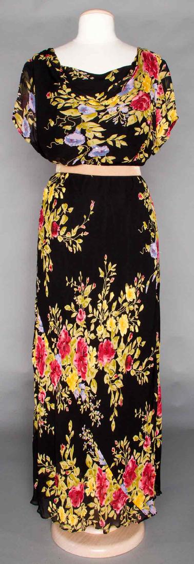 PRINTED & SEQUINNED CHIFFON GOWN, c. 1940 (1 of 9)