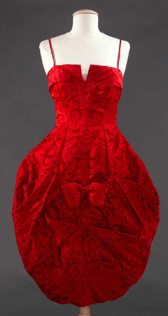 TRIGERE RED SILK BUBBLE DRESS, 1958 (1 of 8)