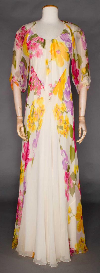 STAVROPOULOS PRINTED EVENING GOWN, c. 1980 (1 of 6)